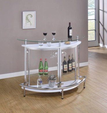 Amarillo 2-tier Bar Unit White and Chrome / CS-101066