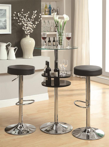 Gianella Glass Top Bar Table with Wine Storage Black and Chrome / CS-120715