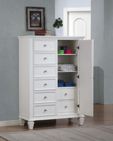 Sandy Beach 8-drawer Door Chest Storage Cream White / CS-201308