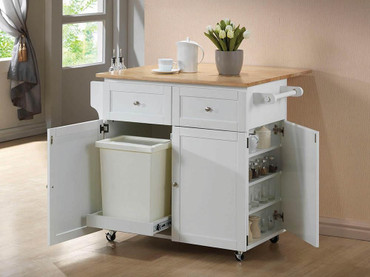 Jalen 3-door Kitchen Cart with Casters Natural Brown and White / CS-900558