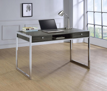 Wallice 2-drawer Writing Desk Weathered Grey and Chrome / CS-801221