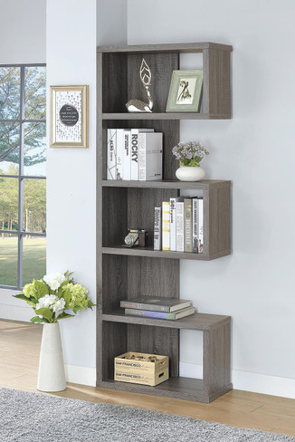 Joey 71-inch 5-shelf Bookshelf Weathered Grey / CS-800552