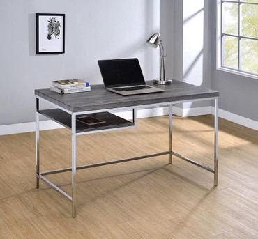 Kravitz Rectangular Writing Desk Weathered Grey and Chrome / CS-801271