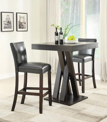 Alberton Leatherette Upholstered Bar Chair Black (Set of 2) / CS-100056