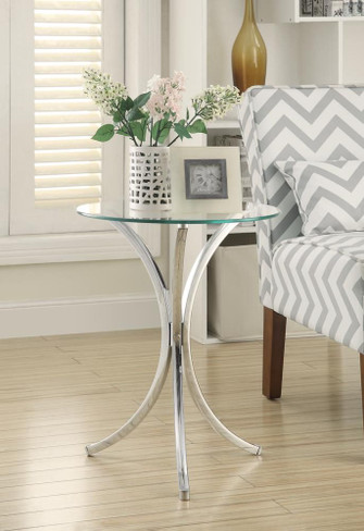 Eloise Round Accent Table with Curved Legs Chrome / CS-902869