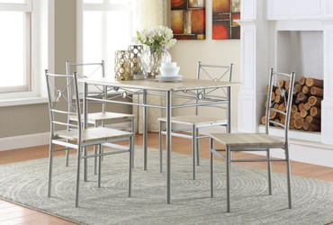 Anna 5-piece Rectangular Dining Table Set Silver / CS-100035