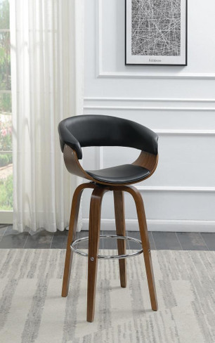 Zion Upholstered Swivel Bar Stool Walnut and Black / CS-100205