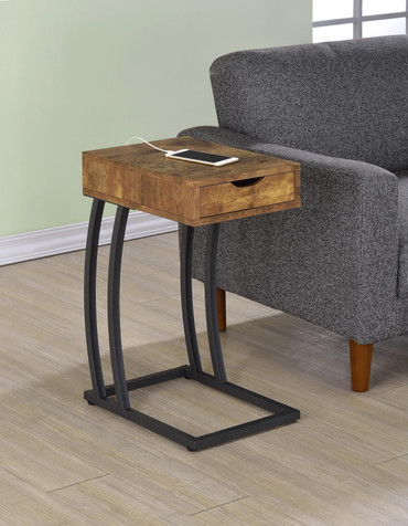 Troy Accent Table with Power Outlet Antique Nutmeg / CS-900577