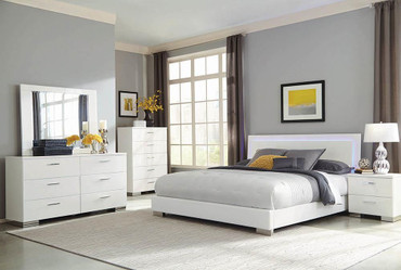 Felicity Wood Queen LED Panel Bed White High Gloss / CS-203500Q