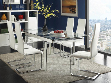 Wexford Glass Top Dining Table with Extension Leaves Chrome / CS-106281