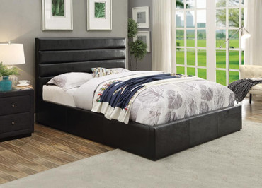 Riverbend Upholstered Queen Storage Panel Bed Black / CS-300469Q