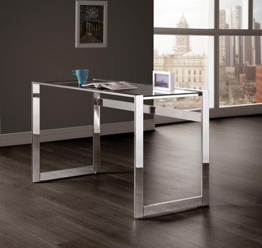 Hartford Glass Top Writing Desk Chrome / CS-800746