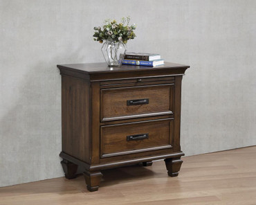 Franco 2-drawer Nightstand with Pull Out Tray Burnished Oak / CS-200972