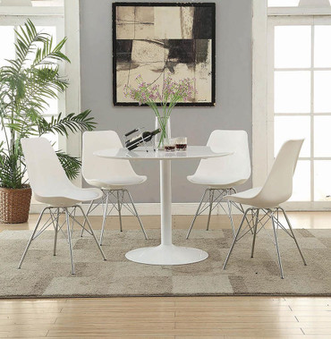 Juniper Armless Dining Chairs White and Chrome (Set of 2) / CS-102792