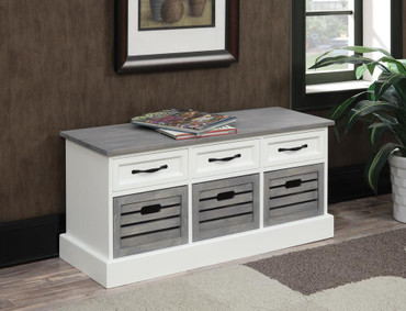 Alma 3-drawer Storage Bench White and Weathered Grey / CS-501196