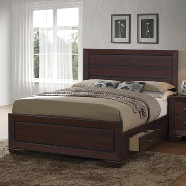 Kauffman Wood Queen Storage Panel Bed Dark Cocoa / CS-204390Q