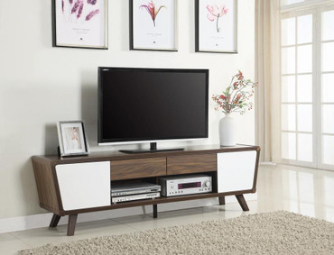 Alvin 2-drawer TV Console Dark Walnut and Glossy White / CS-700793