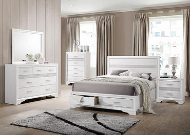 Miranda Wood Eastern King Storage Panel Bed White / CS-205111KE