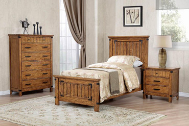 Brenner Wood Twin Storage Panel Bed Rustic Honey / CS-205260T