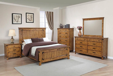 Brenner Wood Queen Panel Bed Rustic Honey / CS-205261Q