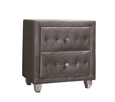 Deanna Upholstered 2-drawer Nightstand Grey / CS-205102