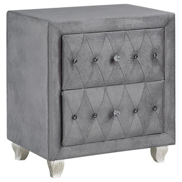 Deanna Upholstered 2-drawer Nightstand Grey / CS-205102
