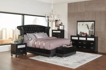 Barzini Upholstered California King Wingback Bed Black / CS-300643KW