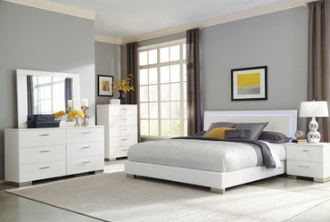 Felicity 4-piece California King Bedroom Set White Gloss / CS-203500KW-S4