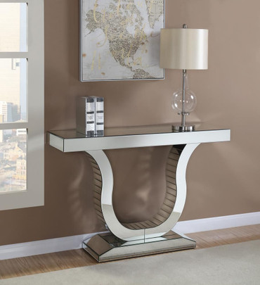 Saanvi U-shaped Mirrored Entryway Console Table Silver / CS-930010