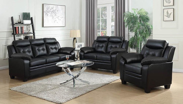 Finley 3-piece Upholstered Padded Arm Tufted Sofa Set Black / CS-506551-S3