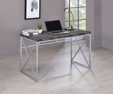 Grimma 47-inch Writing Office Desk Rustic Grey and Chrome / CS-802611