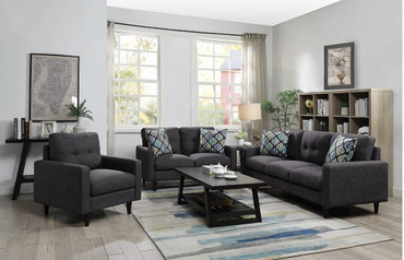 Watsonville 3-piece Cushion Back Living Room Set Grey / CS-552001-S3