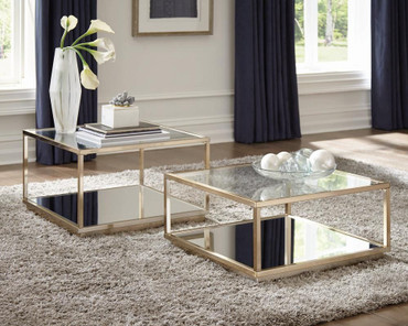 Renee 2-piece Square Coffee Table Set Rose Brass / CS-722660