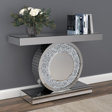 Bergenia Mirrored Entryway Sofa Console Table Silver / CS-951745