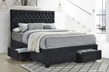 Soledad Upholstered Queen Storage Panel Bed Grey / CS-305877Q