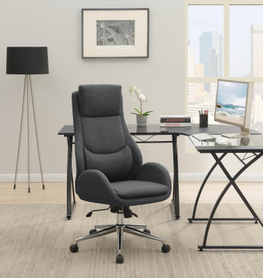 Upholstered Office Chair with Padded Seat Grey and Chrome / CS-881150