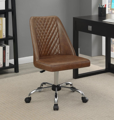 Althea Upholstered Tufted Back Office Chair Brown and Chrome / CS-881197