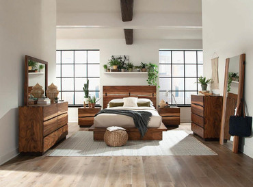 Winslow Wood Queen Panel Bed Smokey Walnut and Coffee Bean / CS-223250Q