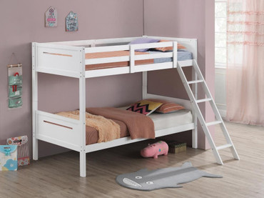 Littleton Wood Twin Over Twin Bunk Bed White / CS-405051WHT