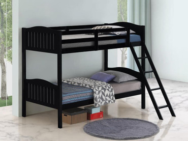 Arlo Wood Twin Over Twin Bunk Bed Black / CS-405053BLK