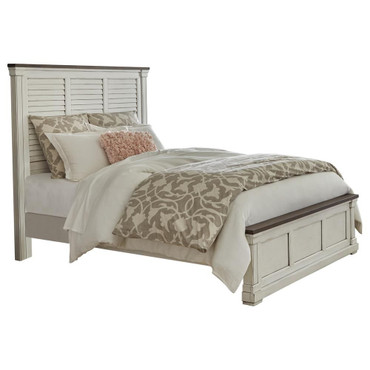 Hillcrest Wood Queen Panel Bed Distressed White / CS-223351Q