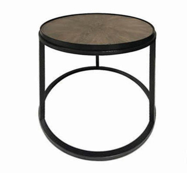 Rodrigo Round End Table Weathered Elm and Gunmetal / CS-931214