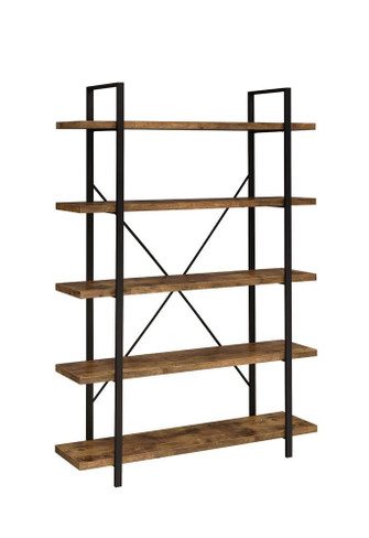 Cole 70-inch 5-shelf Bookshelf Rustic Nutmeg and Black / CS-805807