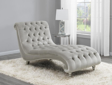 Lydia Tufted Cushion Chaise with Nailhead Trim Grey / CS-905468