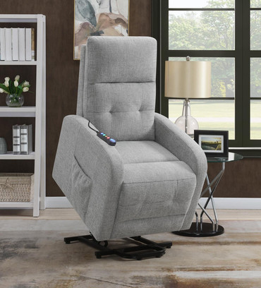 Howie Tufted Upholstered Power Lift Recliner Grey / CS-609402P