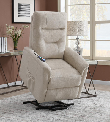 Henrietta Upholstered Power Lift Massage Chair Beige / CS-609405P