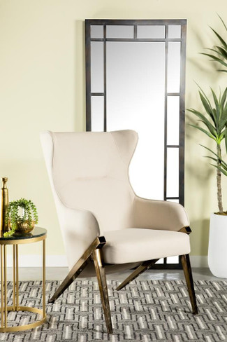 Walker Upholstered Accent Chair Cream and Bronze / CS-903052