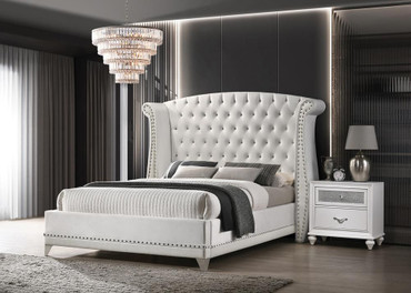 Barzini Upholstered California King Wingback Bed White / CS-300843KW