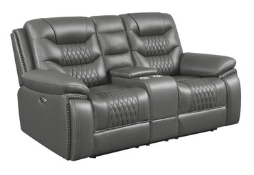 Flamenco Tufted Upholstered Power Loveseat with Console Charcoal / CS-610205P