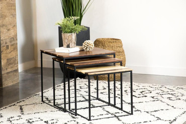 Belcourt 3-piece Square Nesting Tables Natural and Black / CS-931182